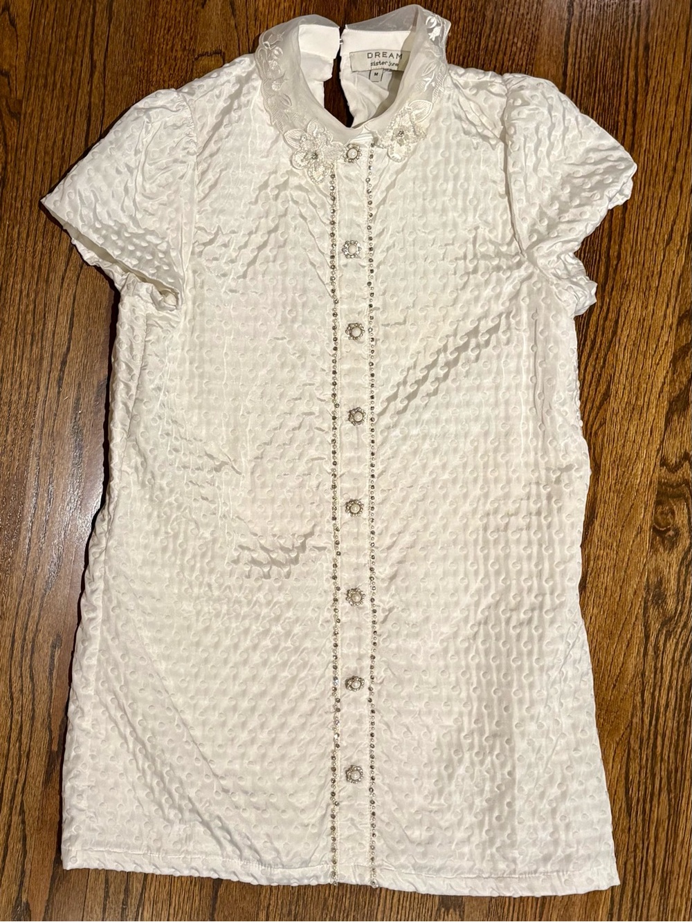 Sister Jane Cream Embellished Floral Lace Collar Dress